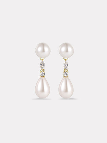 Luna Drop - Simulated Pearl Dangle Earrings