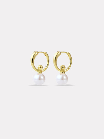 Solitaire Pearl Hoop Earrings