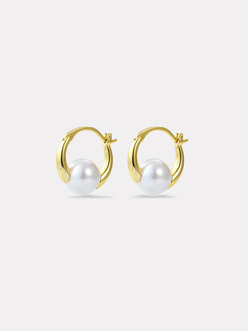 Pearl Hoop Halo Earrings