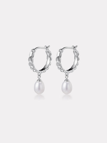 Fine Pearl Drop Mini Hoop Earrings