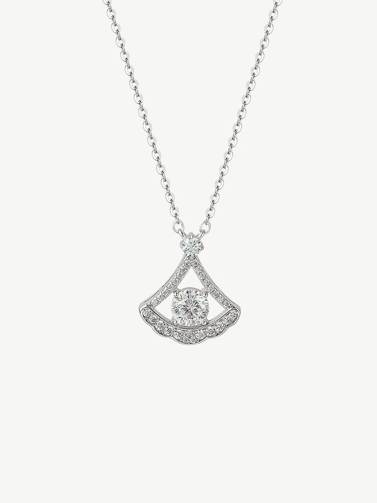 Skeleton Silver Fan Necklace