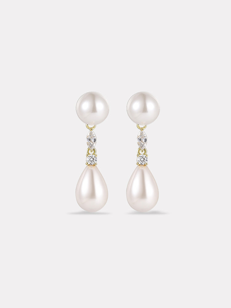 Luna Drop - Simulated Pearl Dangle Earrings
