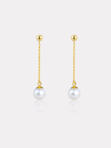 Chain pearl drop earrings