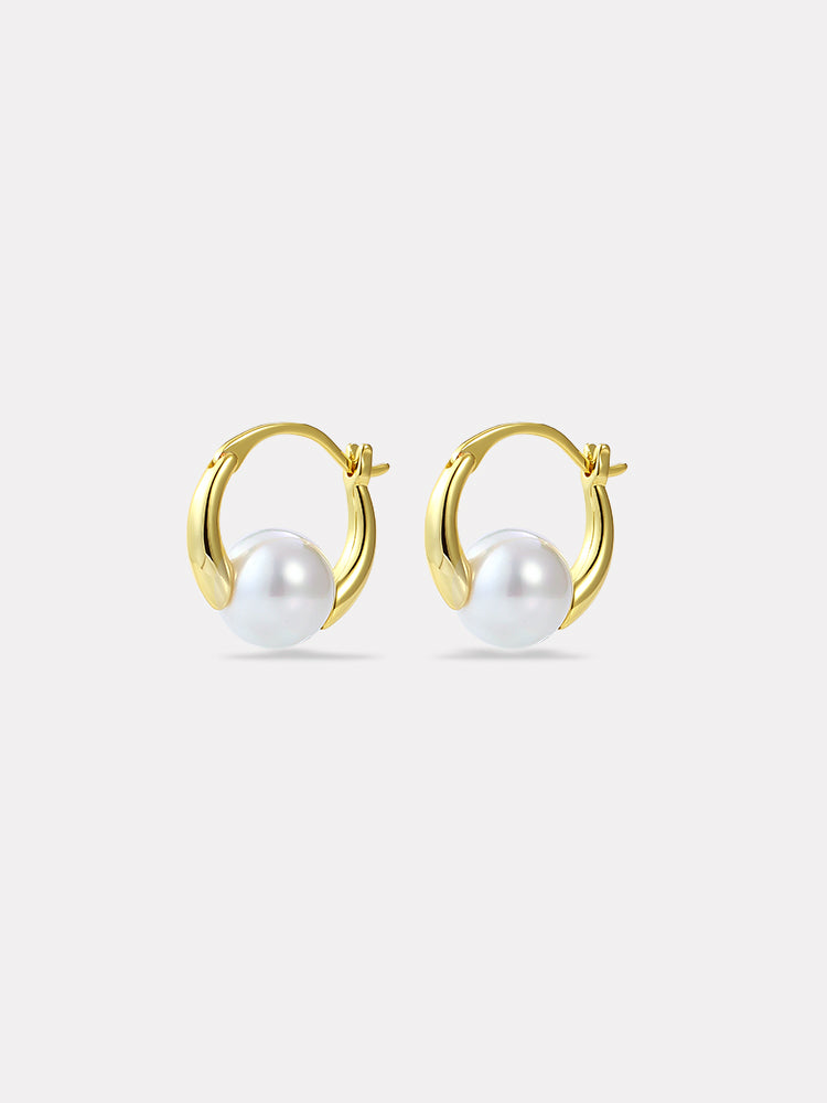 Pearl Hoop Halo Earrings