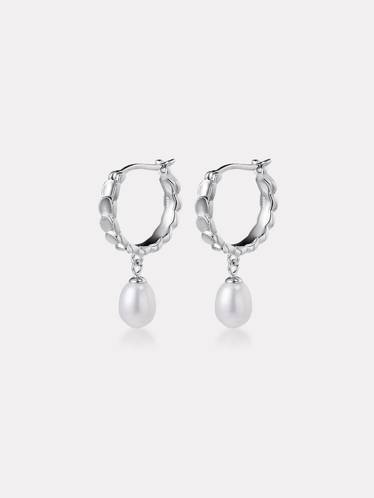 Fine Pearl Drop Mini Hoop Earrings