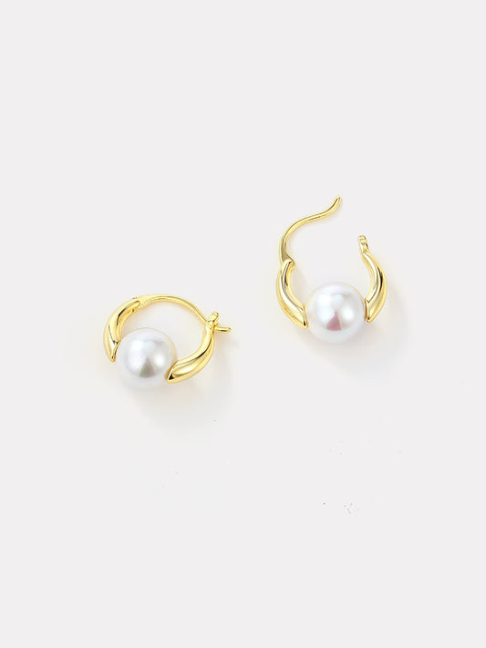 Pearl Hoop Halo Earrings