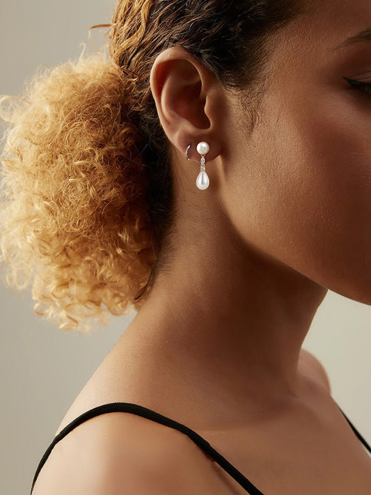 Luna Drop - Simulated Pearl Dangle Earrings