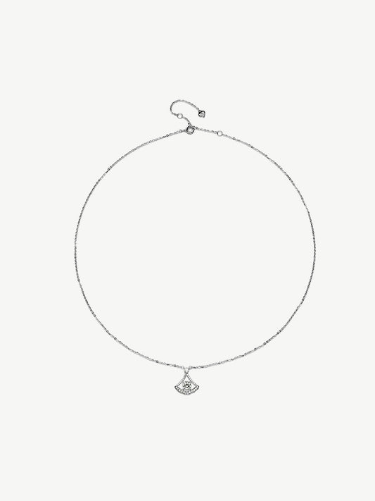 Skeleton Silver Fan Necklace