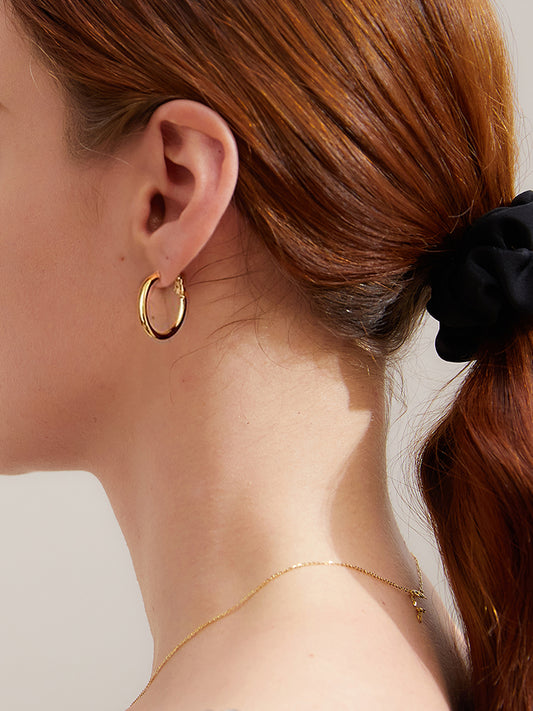 Golden Light Shadow Vegan Hoop Earrings