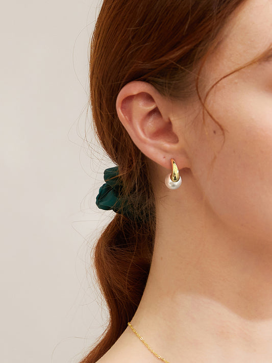 Golden Hook Bead Earrings